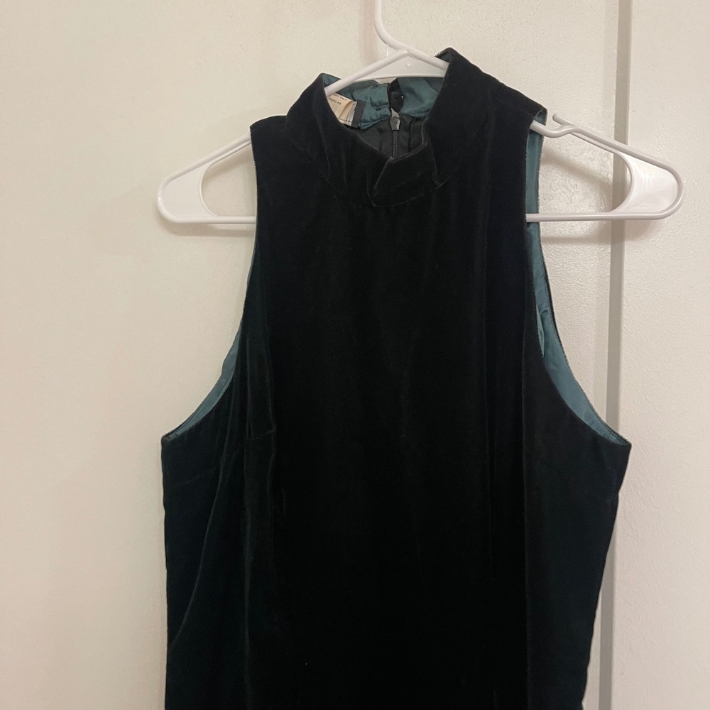 Vintage 90s Green Velour Maxi Dress Elegant Old Money High Neck Cocktail